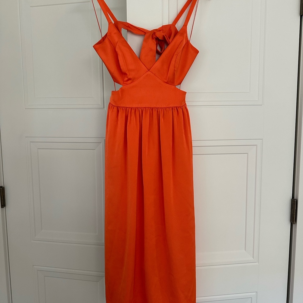 Strappy Orange Cutout Maxi Dress